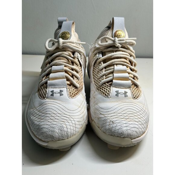 Under Armour Brice Harper 7 Elite TPU Baseball Cleats Mens Size 9 White and Gold - Picture 5 of 9